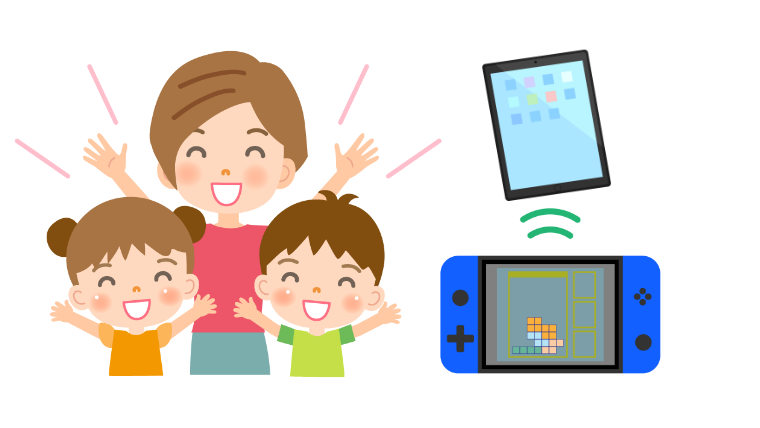 お母さんと子どもたち、ゲームとアプリのイラスト
